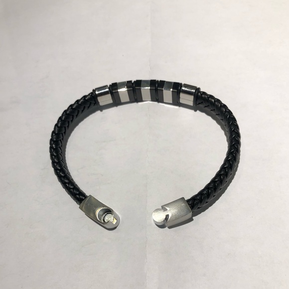 Leather Stainless Steel Bracelet - Picture 4 of 4
